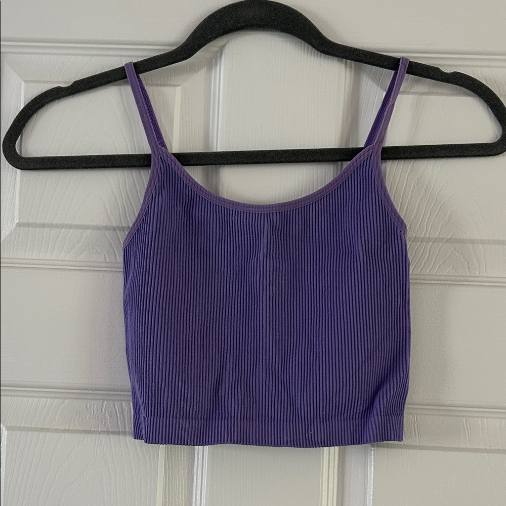 Aritzia TNA Purple Ribbed Seamless Tank Top